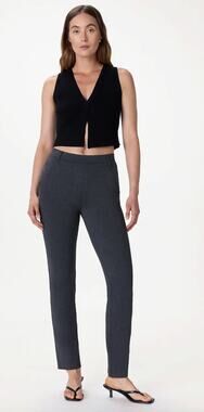 NWT Quince Ultra-Stretch Ponte Straight Leg Pants Charcoal Gray Women’s Lg Pet